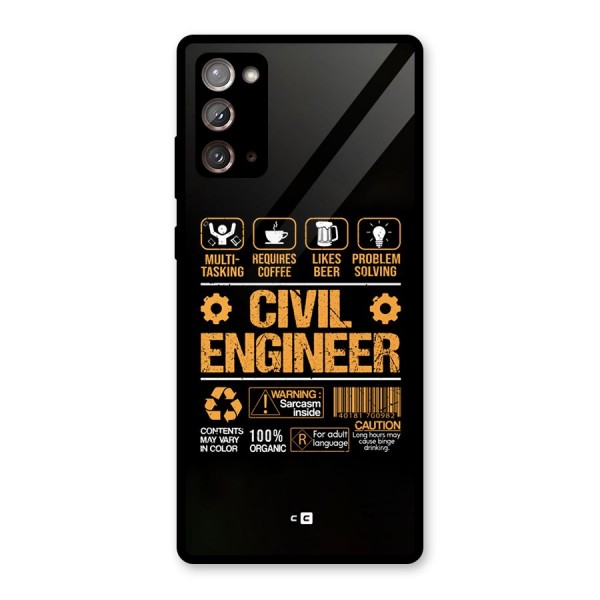 Civil Engineer Glass Back Case for Galaxy Note 20