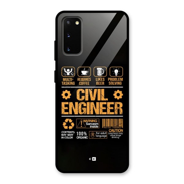 Civil Engineer Glass Back Case for Galaxy S20