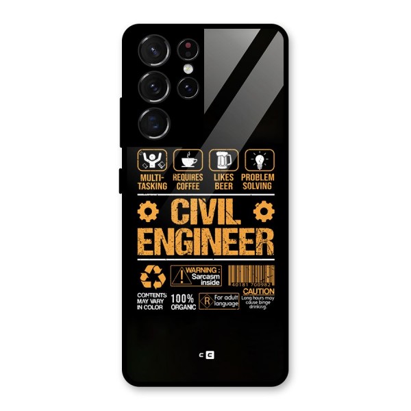 Civil Engineer Glass Back Case for Galaxy S21 Ultra 5G