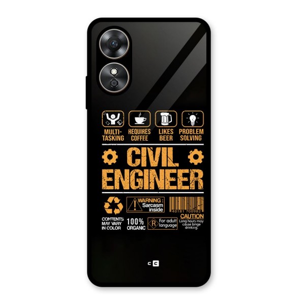 Civil Engineer Glass Back Case for Oppo A17