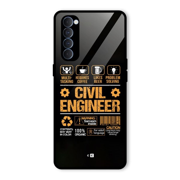 Civil Engineer Glass Back Case for Oppo Reno4 Pro