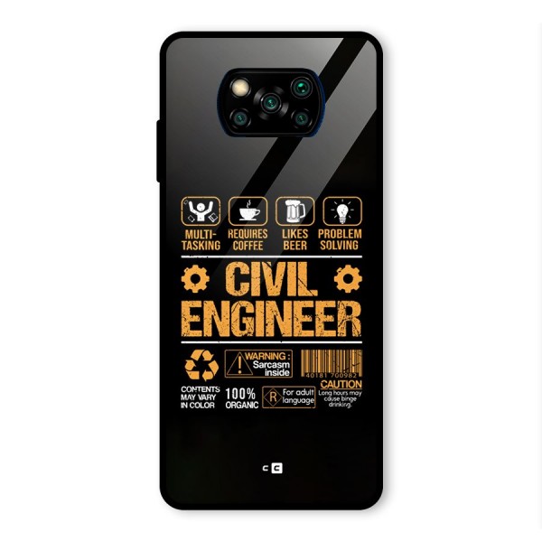 Civil Engineer Glass Back Case for Poco X3 Pro