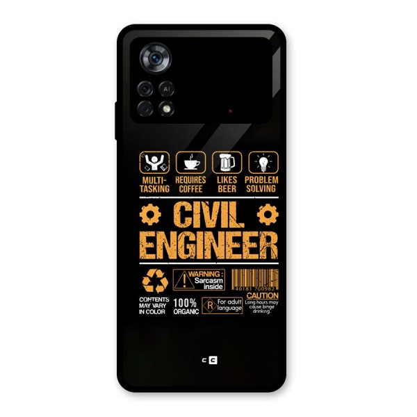 Civil Engineer Glass Back Case for Poco X4 Pro 5G