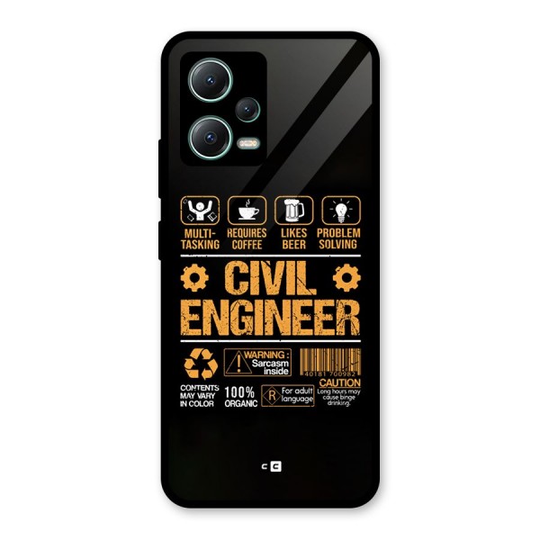 Civil Engineer Glass Back Case for Poco X5