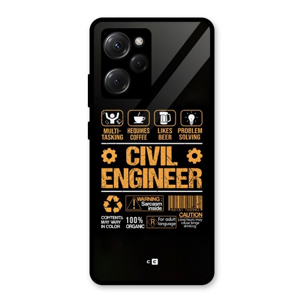 Civil Engineer Glass Back Case for Poco X5 Pro