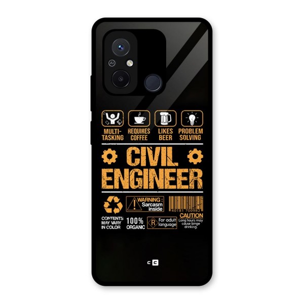 Civil Engineer Glass Back Case for Redmi 12C