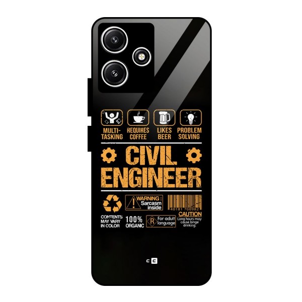 Civil Engineer Glass Back Case for Redmi 12 5G