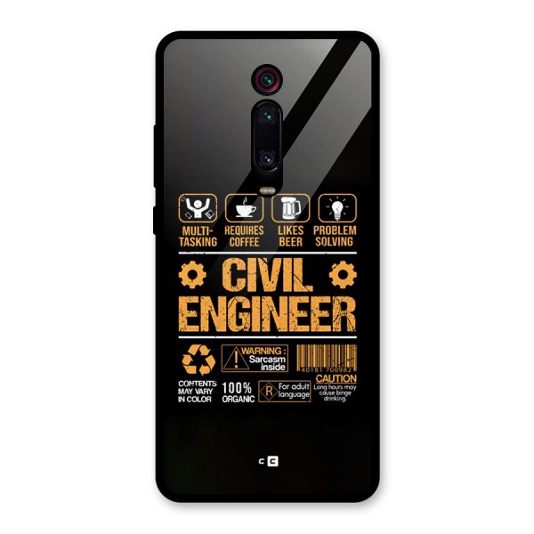 Civil Engineer Glass Back Case for Redmi K20