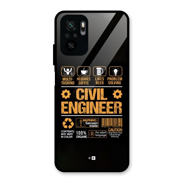 Civil Engineer Glass Back Case for Redmi Note 10