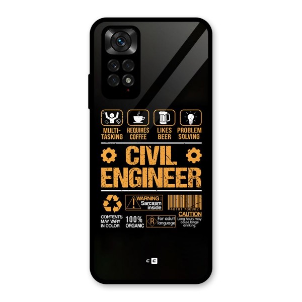 Civil Engineer Glass Back Case for Redmi Note 11S