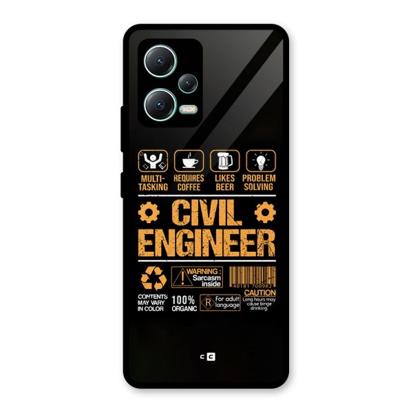 Civil Engineer Glass Back Case for Redmi Note 12 5G