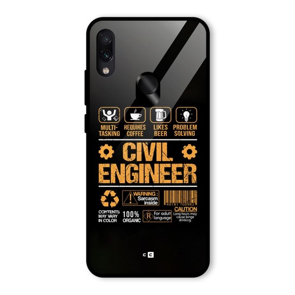 Civil Engineer Glass Back Case for Redmi Note 7S
