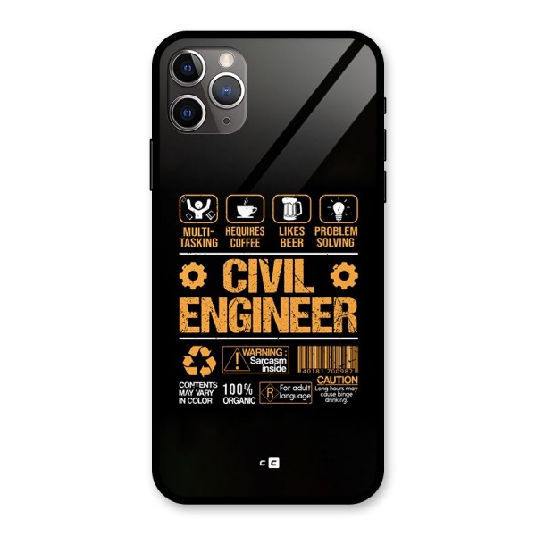 Civil Engineer Glass Back Case for iPhone 11 Pro Max