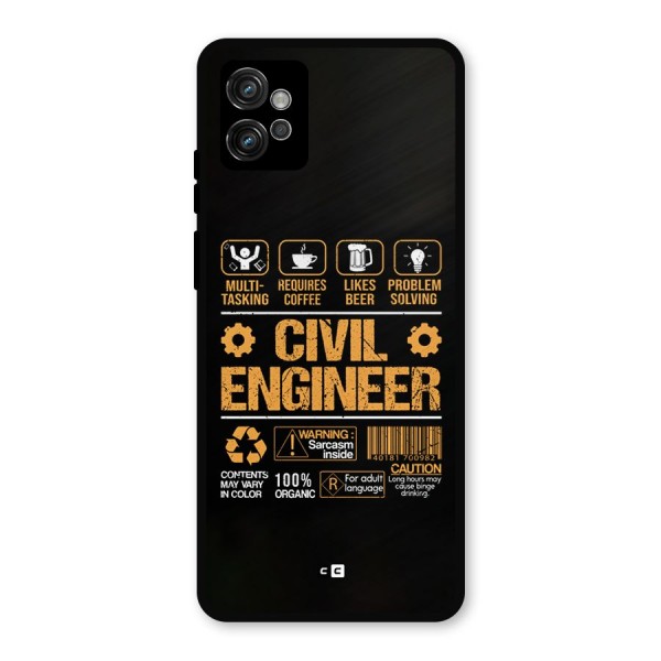 Civil Engineer Metal Back Case for Moto G32