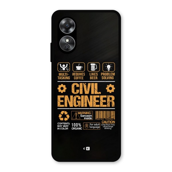 Civil Engineer Metal Back Case for Oppo A17