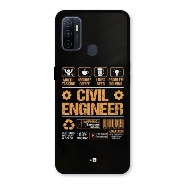 Civil Engineer Metal Back Case for Oppo A53