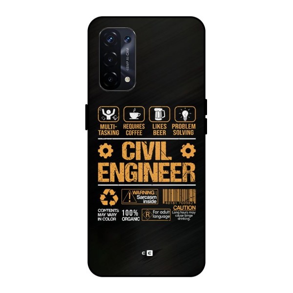 Civil Engineer Metal Back Case for Oppo A74 5G