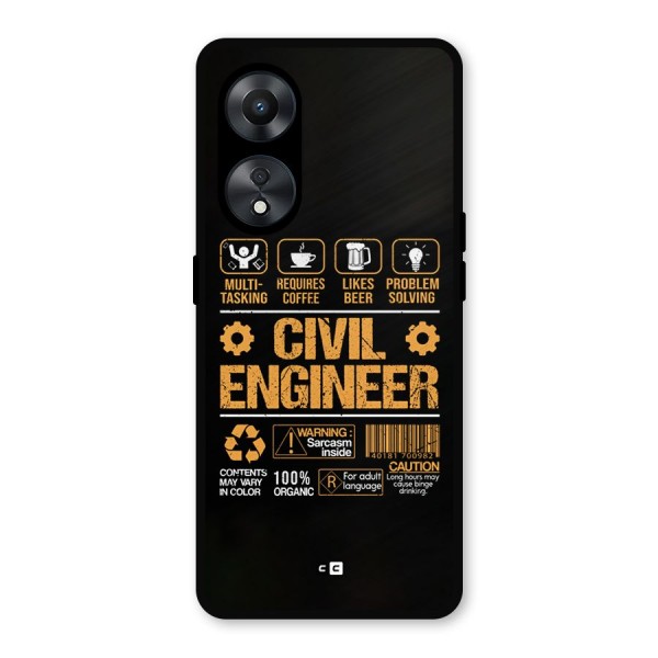 Civil Engineer Metal Back Case for Oppo A78