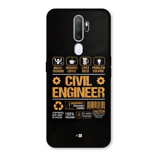 Civil Engineer Metal Back Case for Oppo A9 (2020)