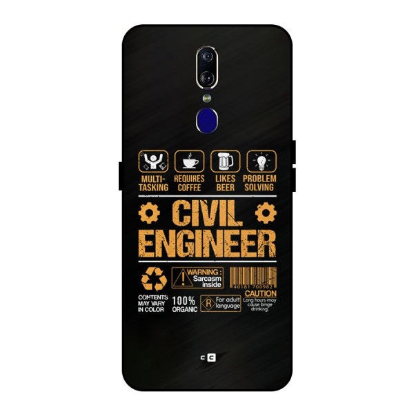 Civil Engineer Metal Back Case for Oppo F11