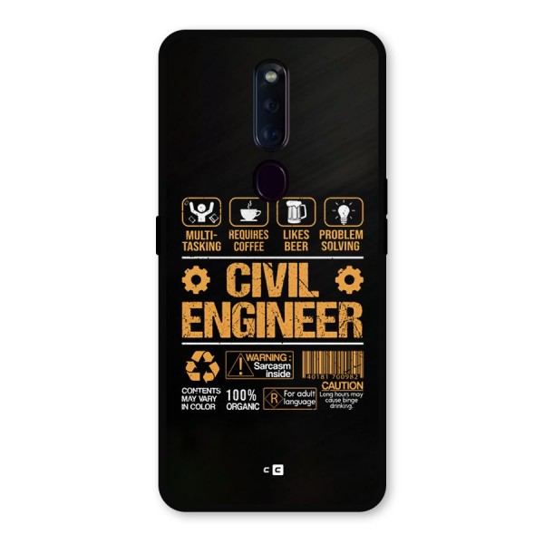 Civil Engineer Metal Back Case for Oppo F11 Pro