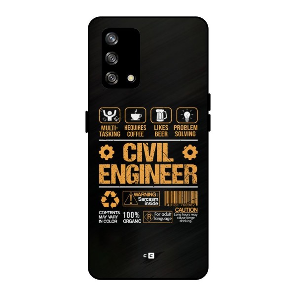 Civil Engineer Metal Back Case for Oppo F19s