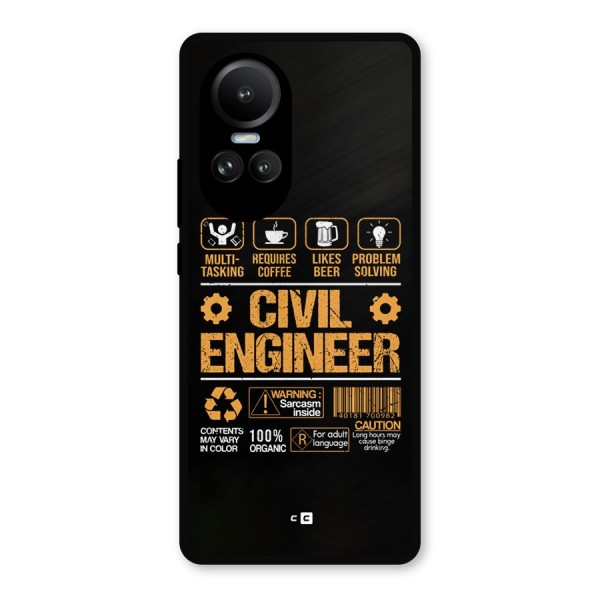 Civil Engineer Metal Back Case for Oppo Reno10