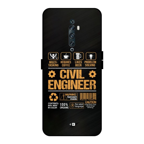 Civil Engineer Metal Back Case for Oppo Reno2 F