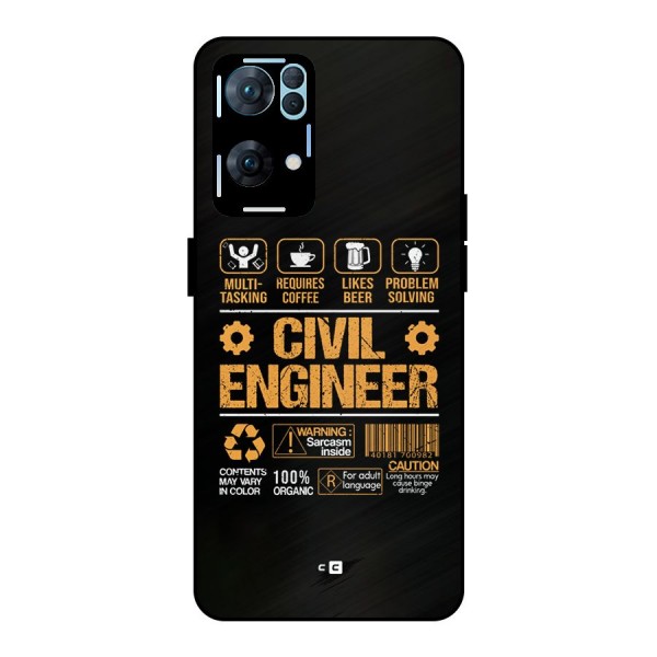 Civil Engineer Metal Back Case for Oppo Reno7 Pro 5G