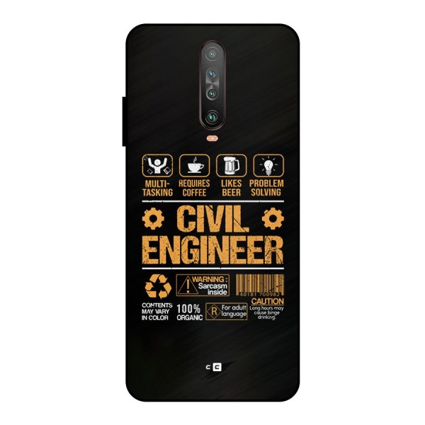 Civil Engineer Metal Back Case for Poco X2