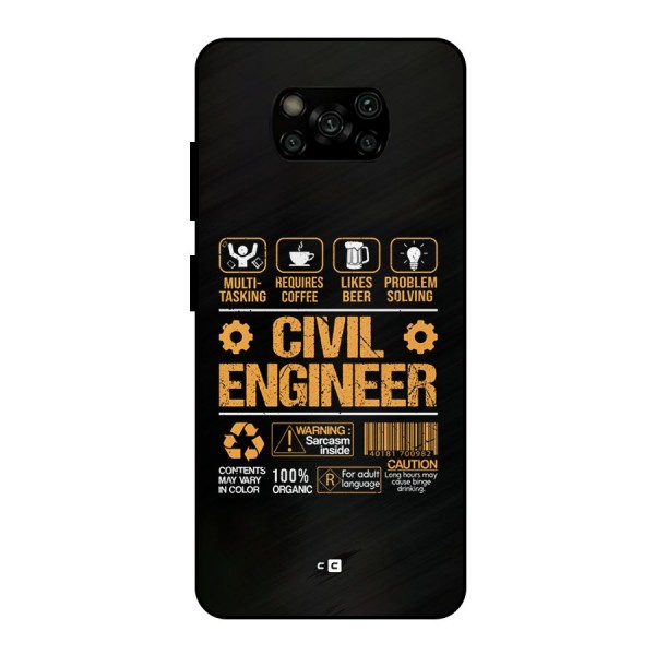 Civil Engineer Metal Back Case for Poco X3