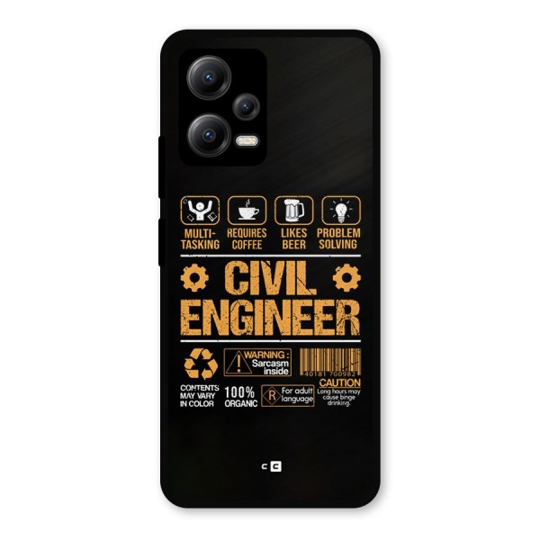 Civil Engineer Metal Back Case for Poco X5