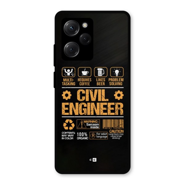 Civil Engineer Metal Back Case for Poco X5 Pro