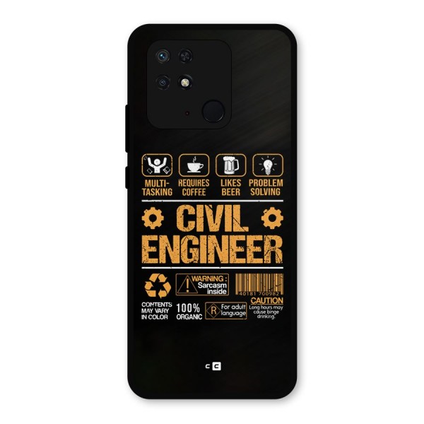 Civil Engineer Metal Back Case for Redmi 10