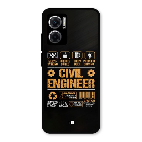 Civil Engineer Metal Back Case for Redmi 11 Prime 5G