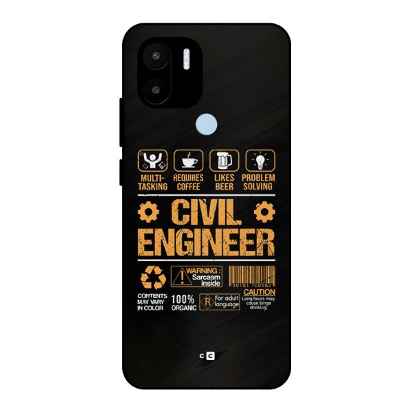 Civil Engineer Metal Back Case for Redmi A1 Plus