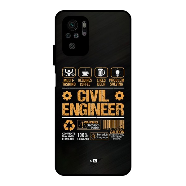 Civil Engineer Metal Back Case for Redmi Note 10