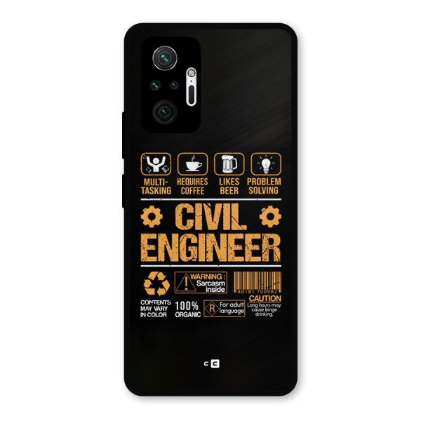 Civil Engineer Metal Back Case for Redmi Note 10 Pro