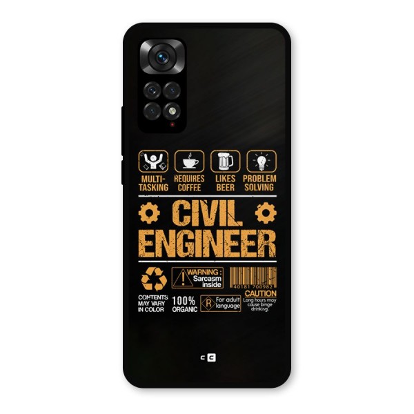 Civil Engineer Metal Back Case for Redmi Note 11