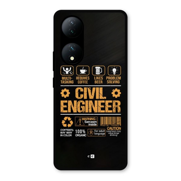 Civil Engineer Metal Back Case for Vivo T2