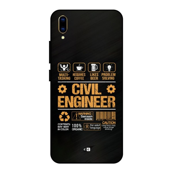 Civil Engineer Metal Back Case for Vivo V11 Pro