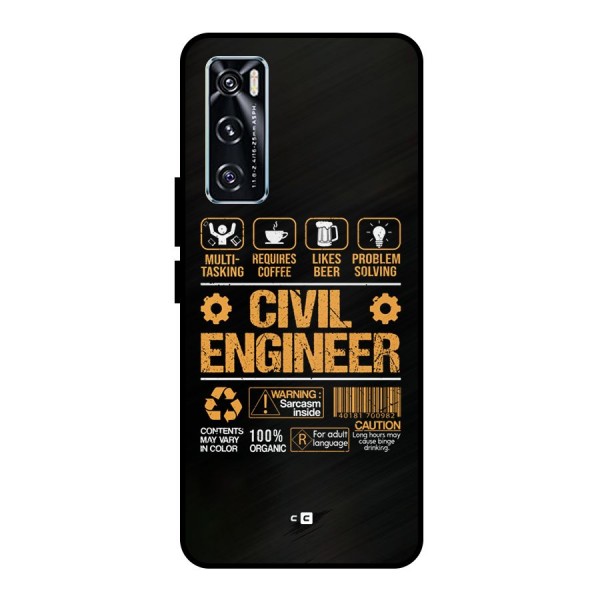 Civil Engineer Metal Back Case for Vivo V20 SE