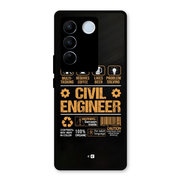 Civil Engineer Metal Back Case for Vivo V27 Pro