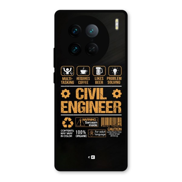 Civil Engineer Metal Back Case for Vivo X90 Pro