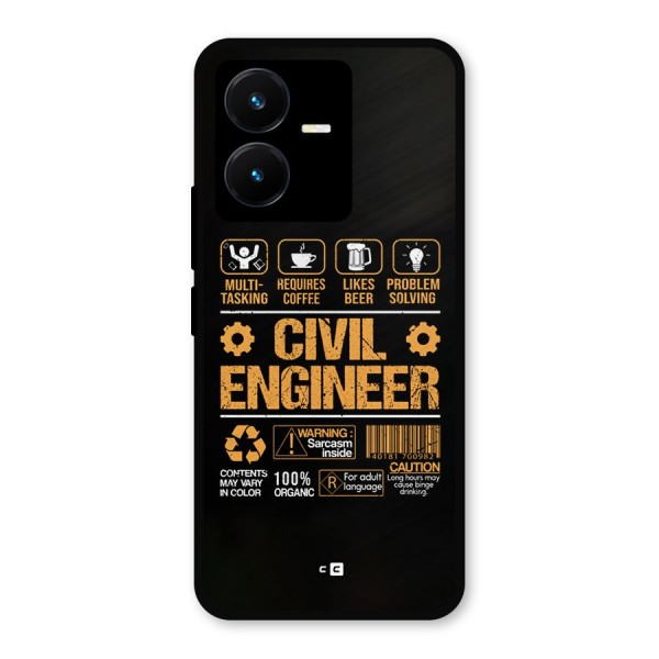 Civil Engineer Metal Back Case for Vivo Y22s