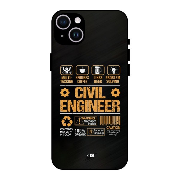 Civil Engineer Metal Back Case for iPhone 14 Plus