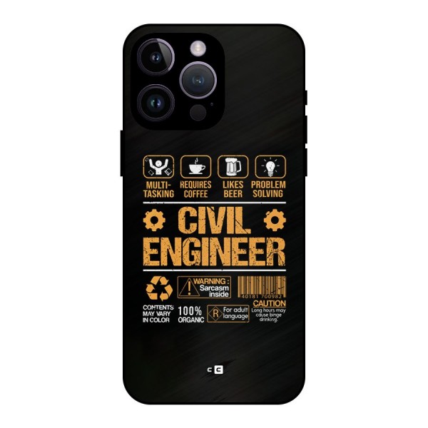Civil Engineer Metal Back Case for iPhone 14 Pro Max