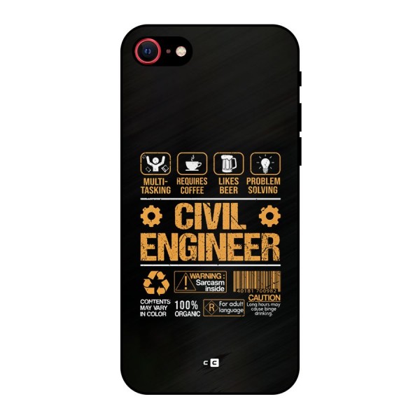 Civil Engineer Metal Back Case for iPhone 8