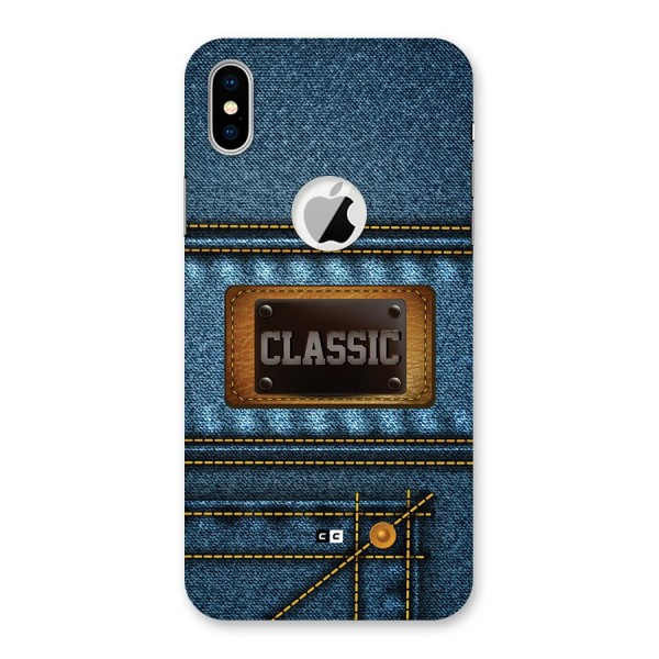 Classic Denim Back Case for iPhone XS Logo Cut