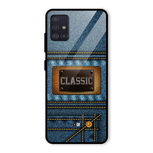 Classic Denim Glass Back Case for Galaxy A51